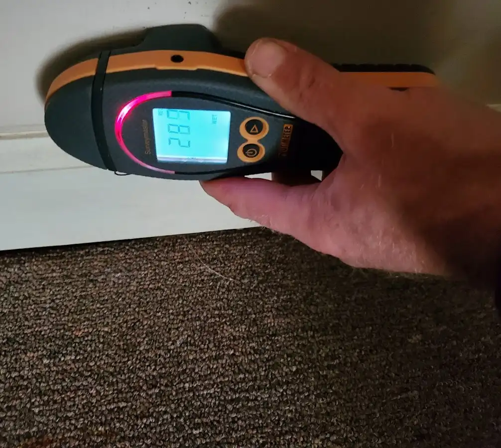Moisture detection at baseboard during Sewage Cleanup & Sanitation in Maitland
